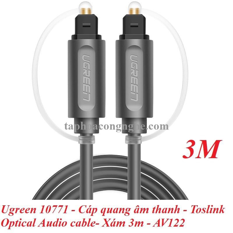 Ugreen 10771 3M màu Xám Dây cáp quang âm thanh 2 đầu dương AV122 30010771
